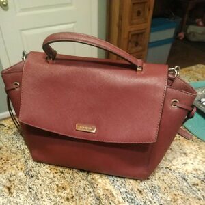 Kate Spade rn 0102760 Maroon Medium Satchel Handbag W/ Crossbody Strap